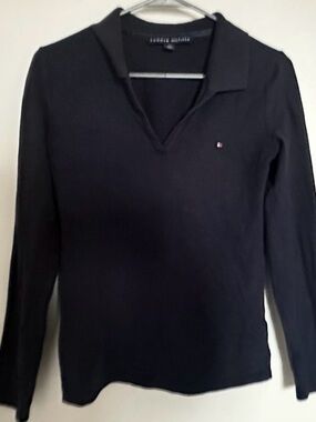 Tommy Hilfiger Women's Long-Sleeve Polo Top - Dark navy blue